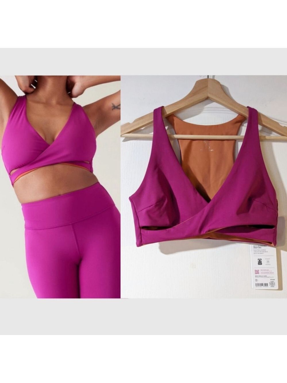 NWT Athleta x Alicia Keys | Keys Reversible Wrap Bra A-C in Sunbaked Clay